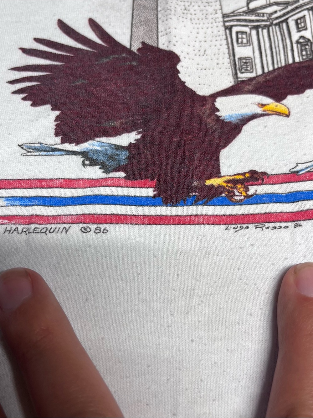 Vintage 1986 Washington D.C Harlequin Eagle Graphic Tee Single Stitch med - Picture 2 of 7
